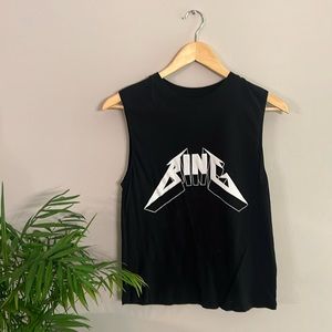 Anine Bing Black Logo Muscle Tank Small